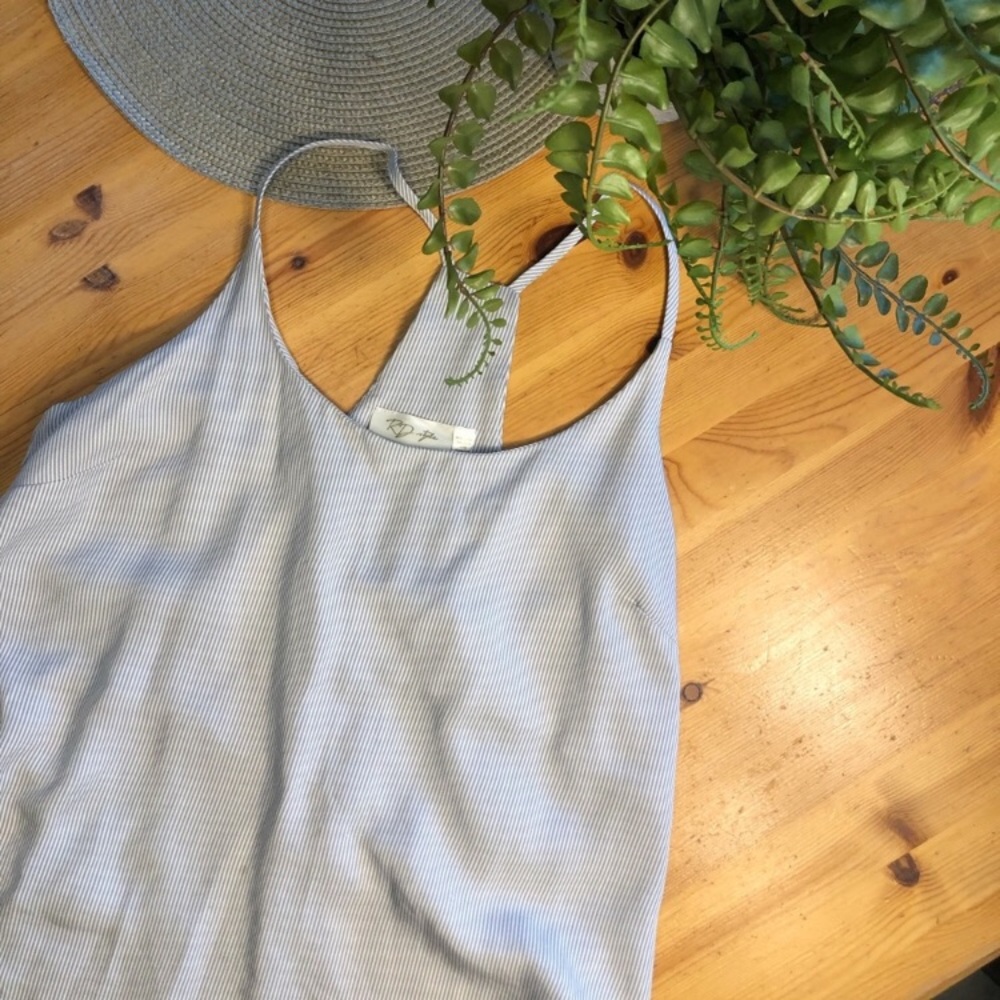 White and grey stripped loose fitting tank top